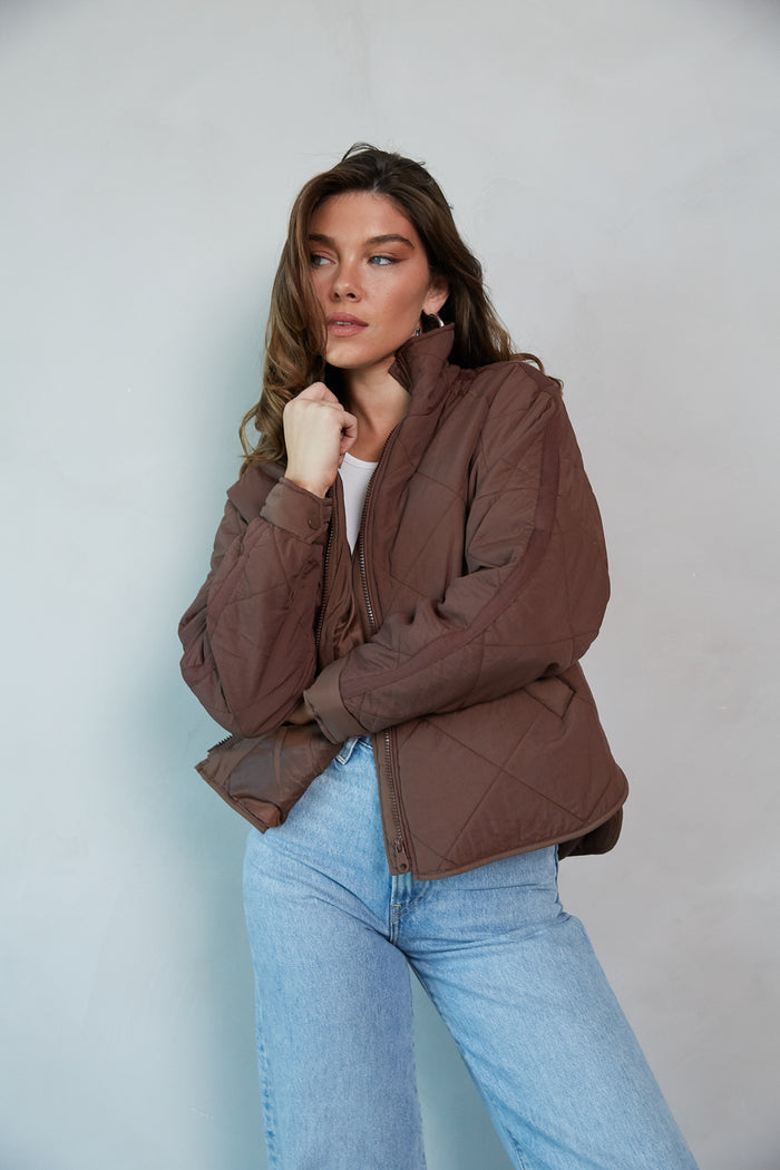 front-image | zip up puffer jacket | puff quilted outerwear | running errand jacket | layering puffer jacket | layering jacket
