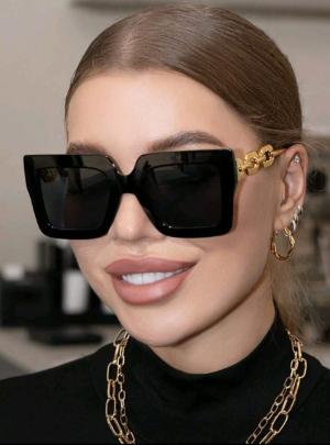 Chain Chic Shades â€“ Square Frame with Gradient Lenses and Bold Yellow Arms