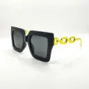 Chain Chic Shades â€“ Square Frame with Gradient Lenses and Bold Yellow Arms