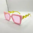 Chain Chic Shades â€“ Square Frame with Gradient Lenses and Bold Yellow Arms