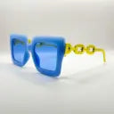 Chain Chic Shades â€“ Square Frame with Gradient Lenses and Bold Yellow Arms