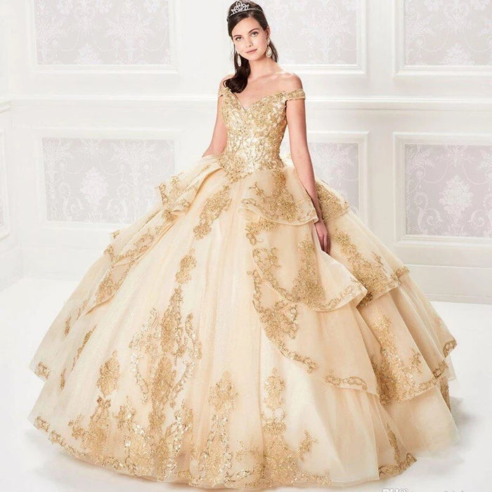 Champagne Princess  Ball Gown Quinceanera Dress - Envious Designs