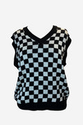 Checkerboard Black & White Knit Vest image 0