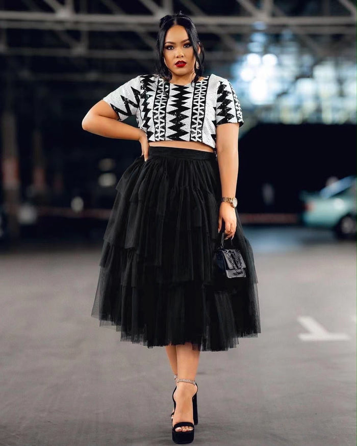 Chic Black & White Two-Piece Set