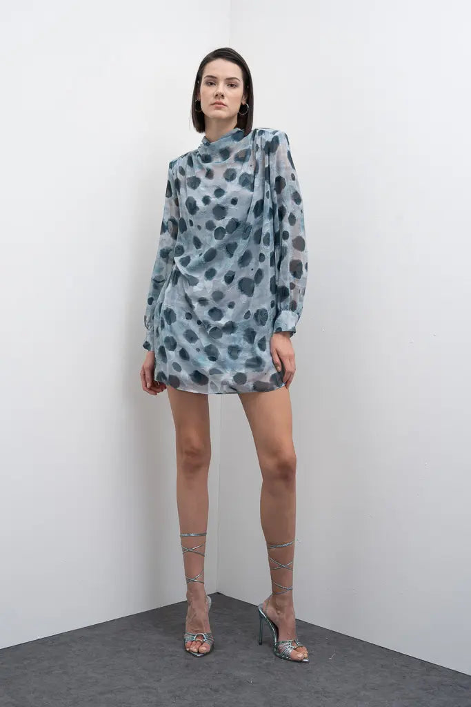 Chiffa Mini Dress (Blue)