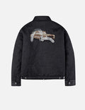 Classic 50s Car and Seagull Print Relax Fit Work Jacket