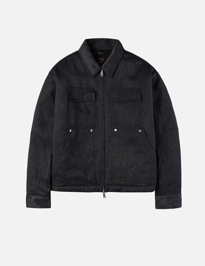 Classic 50s Car and Seagull Print Relax Fit Work Jacket