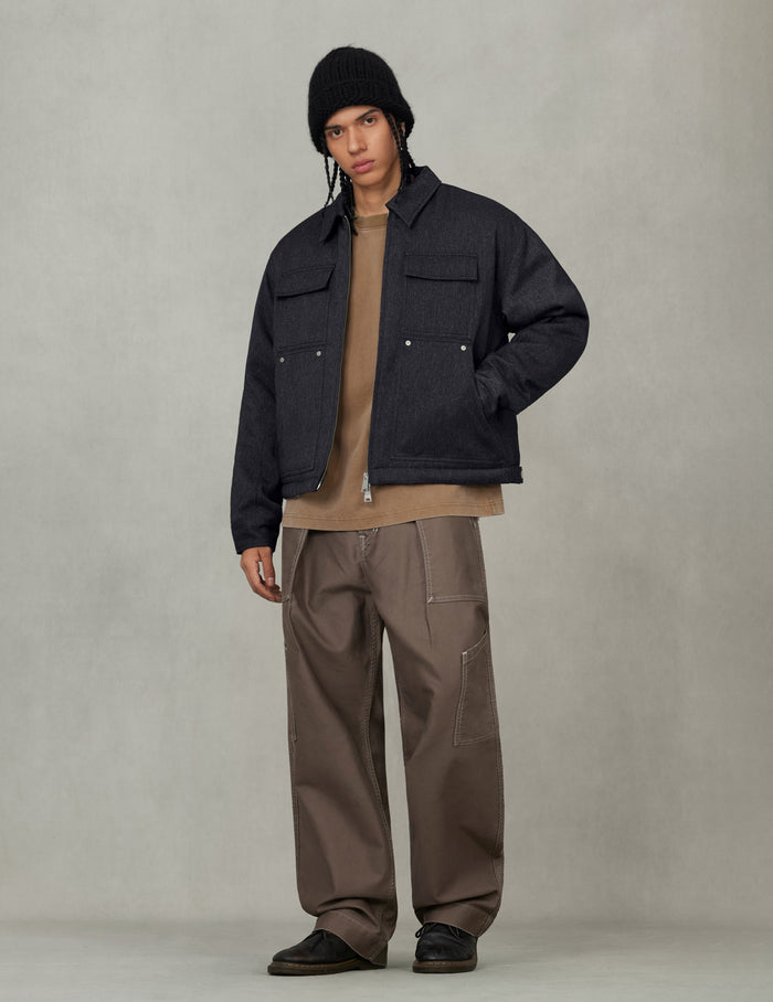 Classic 50s Car and Seagull Print Relax Fit Work Jacket