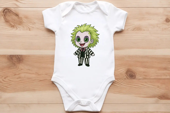 Chibi Beetlejuice baby vest🖤🦔 Claxton Creations GB