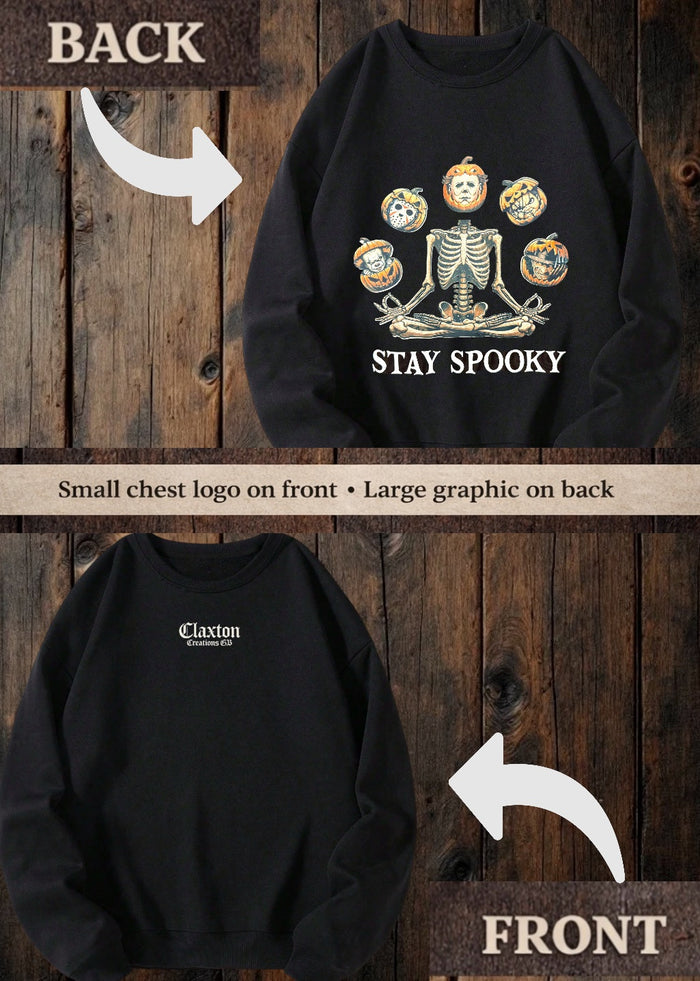 ClaxtoncreationsGB- Stay spooky horror pumpkins black sweater Claxton Creations GB