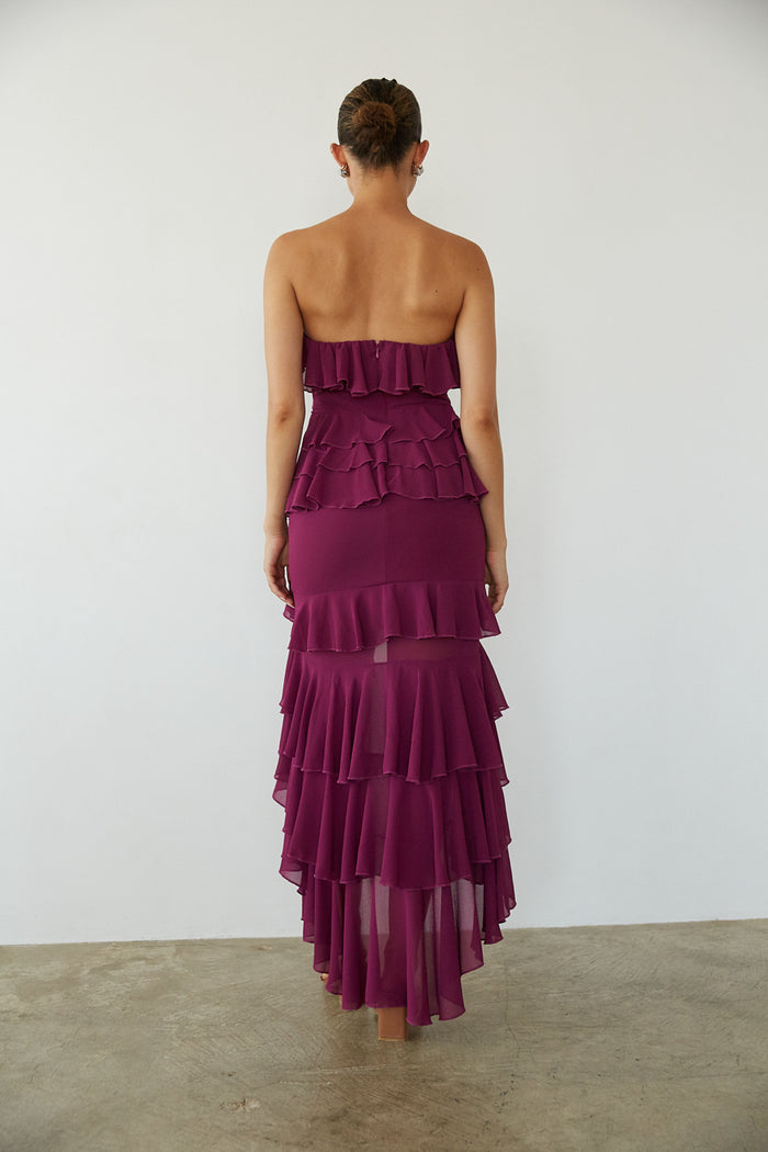 Clementine High Low Ruffle Maxi Dress