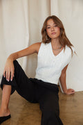 white cropped knit sweater top - perfect fro school or work - trendy and chic style