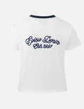 Contrast 3D Seagull and Slogan Embroidery Slim Fit T-Shirt