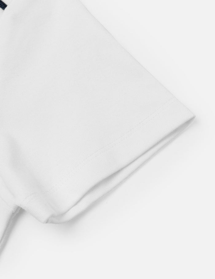 Contrast 3D Seagull and Slogan Embroidery Slim Fit T-Shirt