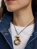 Cord Necklace with Metal Pendant and Stone