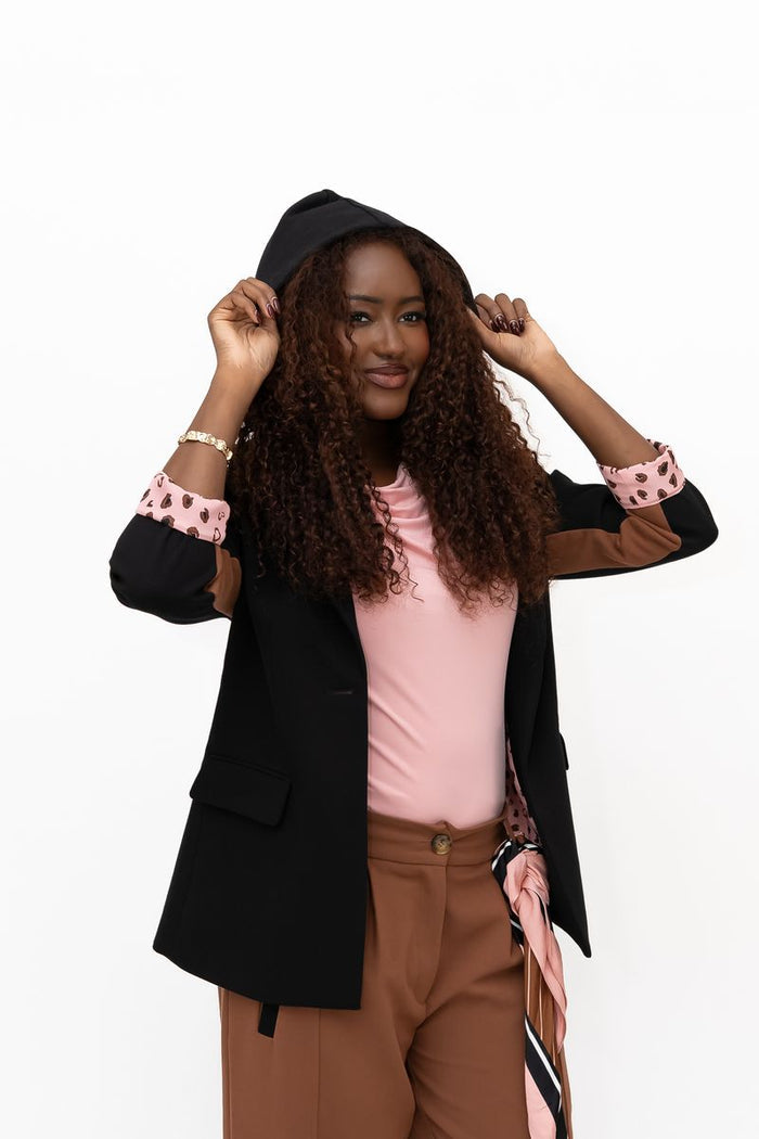 Cosma Detachable Hooded Blazer (Black)