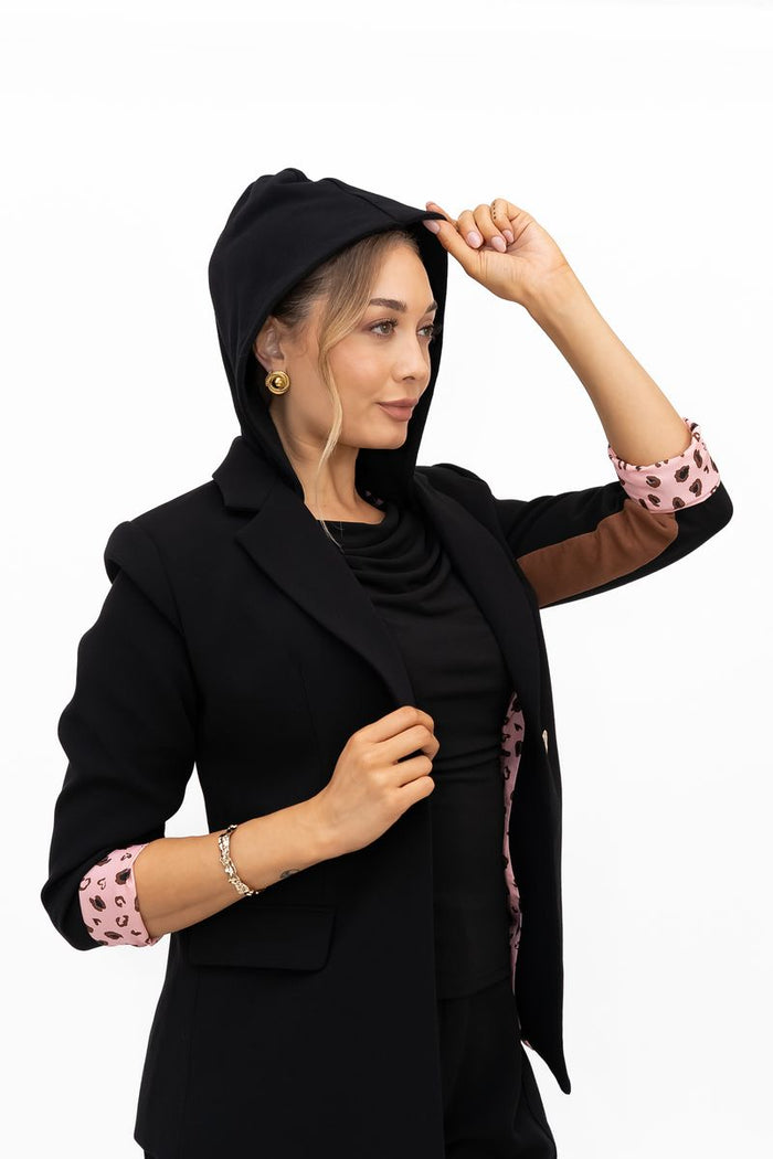 Cosma Detachable Hooded Blazer (Black)