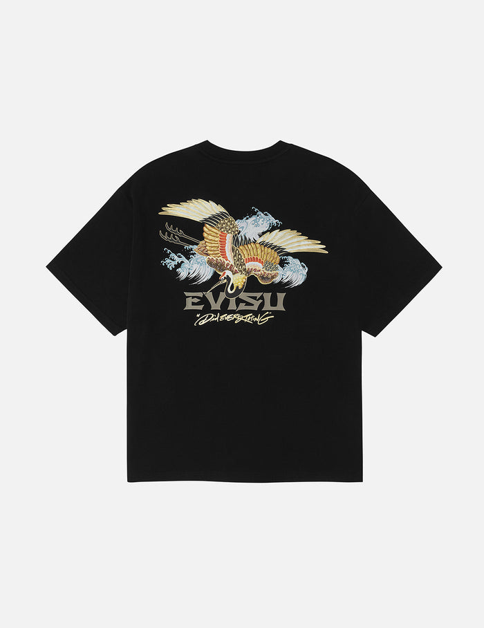 Crane and Logo Print Loose Fit T-shirt