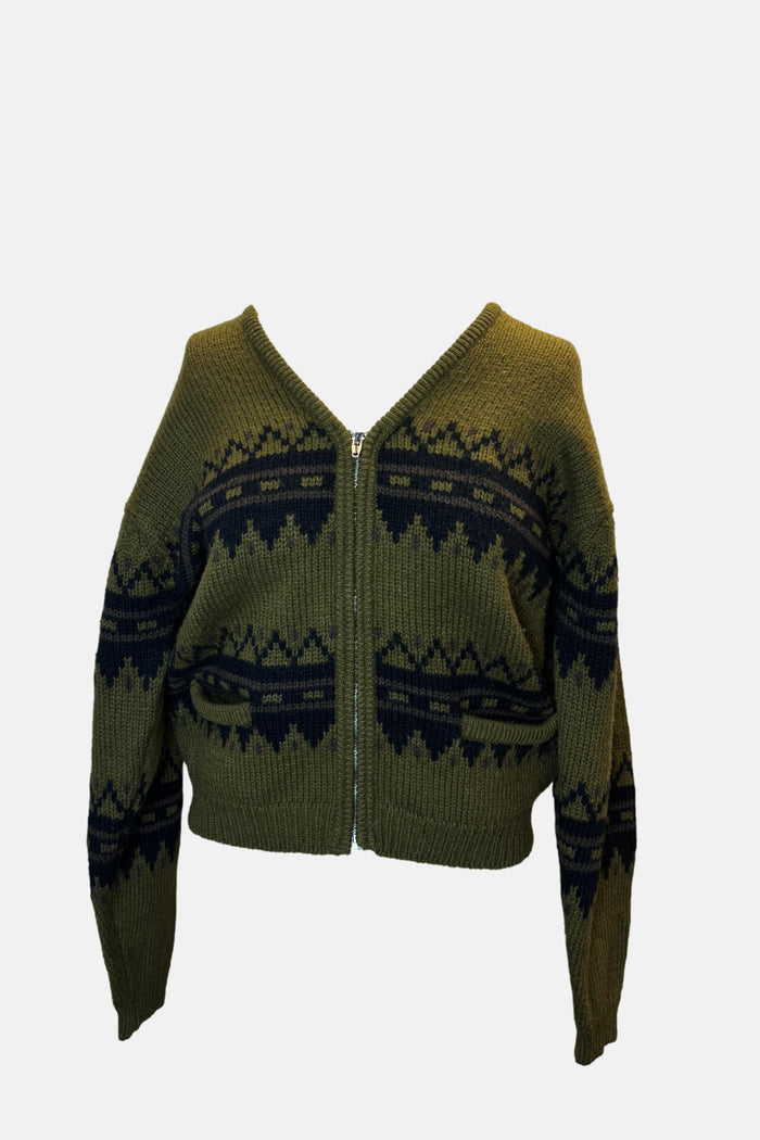 Creeks Khaki Knit Zip Up Sweater image 0