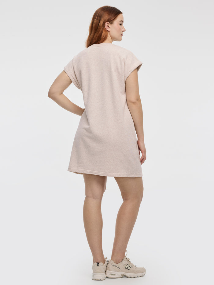 Crew-Neck French Terry Dress with Pockets