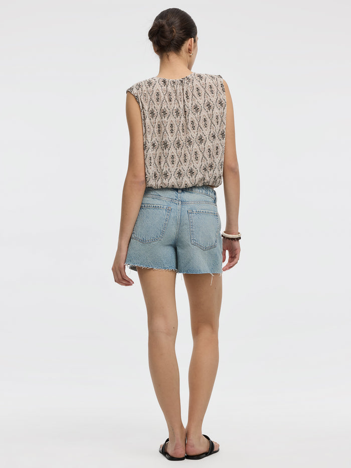 Crew-Neck Tank with Bubble Hem