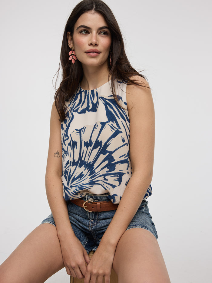 Crew-Neck Tank with Bubble Hem