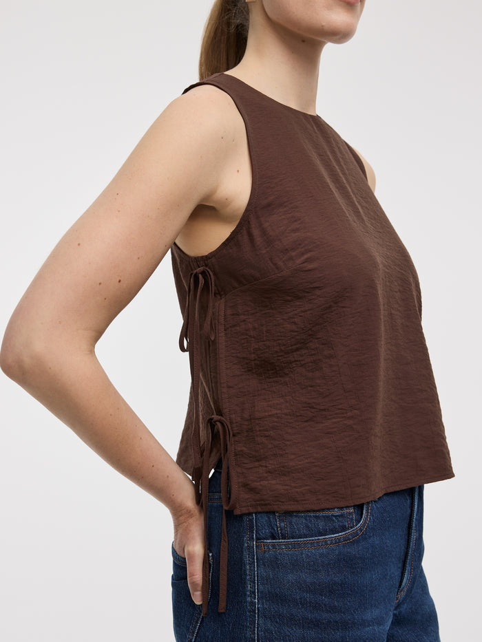 Crew-Neck Top with Self-Tie Sides
