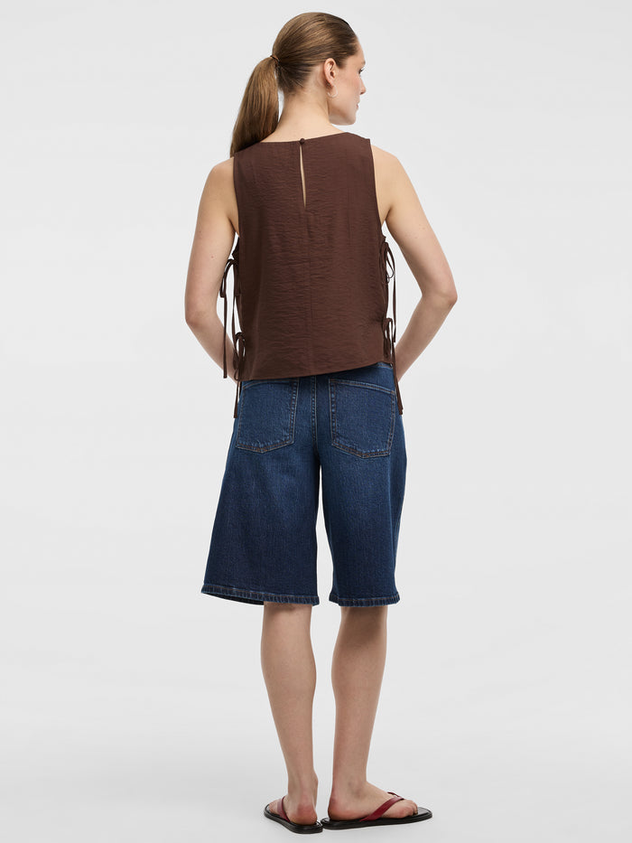 Crew-Neck Top with Self-Tie Sides