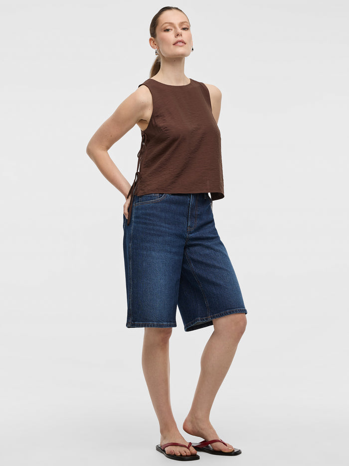 Crew-Neck Top with Self-Tie Sides