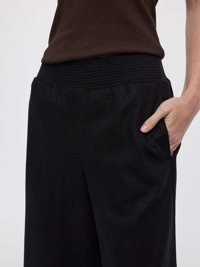 Cropped Wide-Leg Linen-Blend Pant