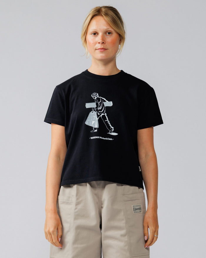 Cropped Workers Stride T-Shirt - Black