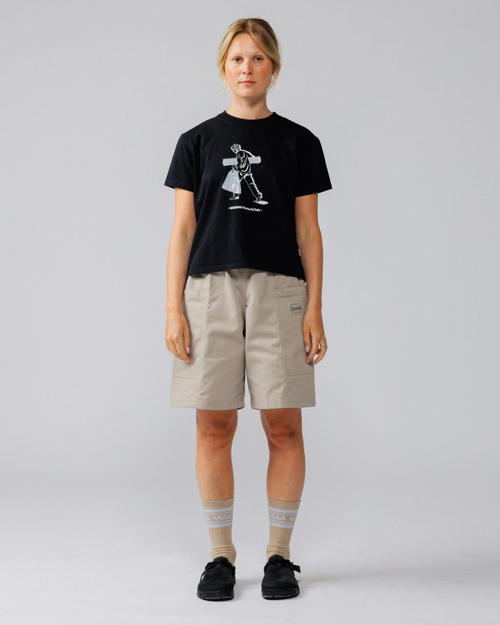 Cropped Workers Stride T-Shirt - Black