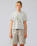 Cropped Workers Stride T-Shirt - Marl Grey