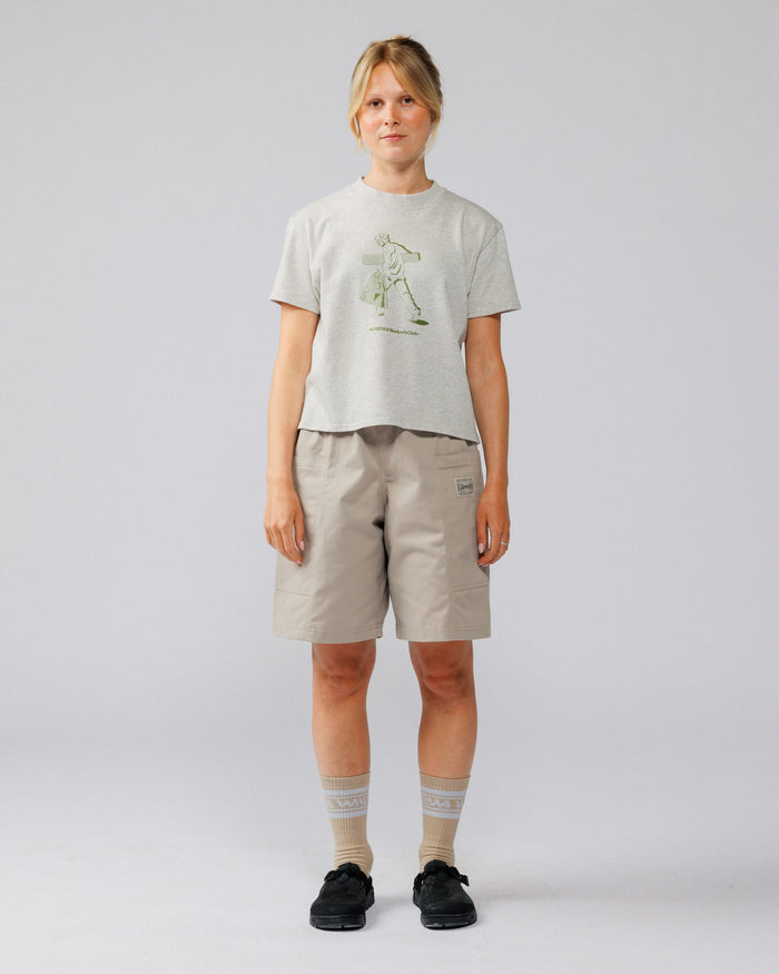 Cropped Workers Stride T-Shirt - Marl Grey