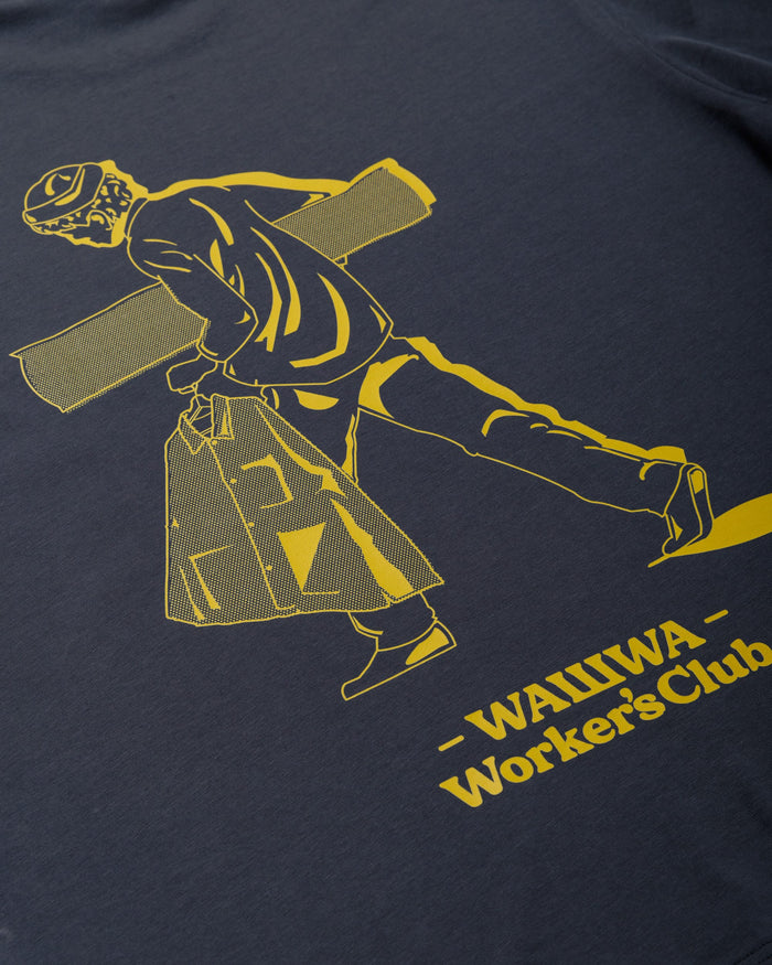 Cropped Workers Stride T-Shirt - Washed Blue