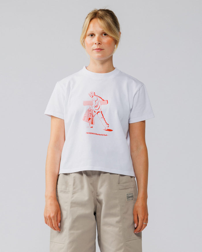 Cropped Workers Stride T-Shirt - White