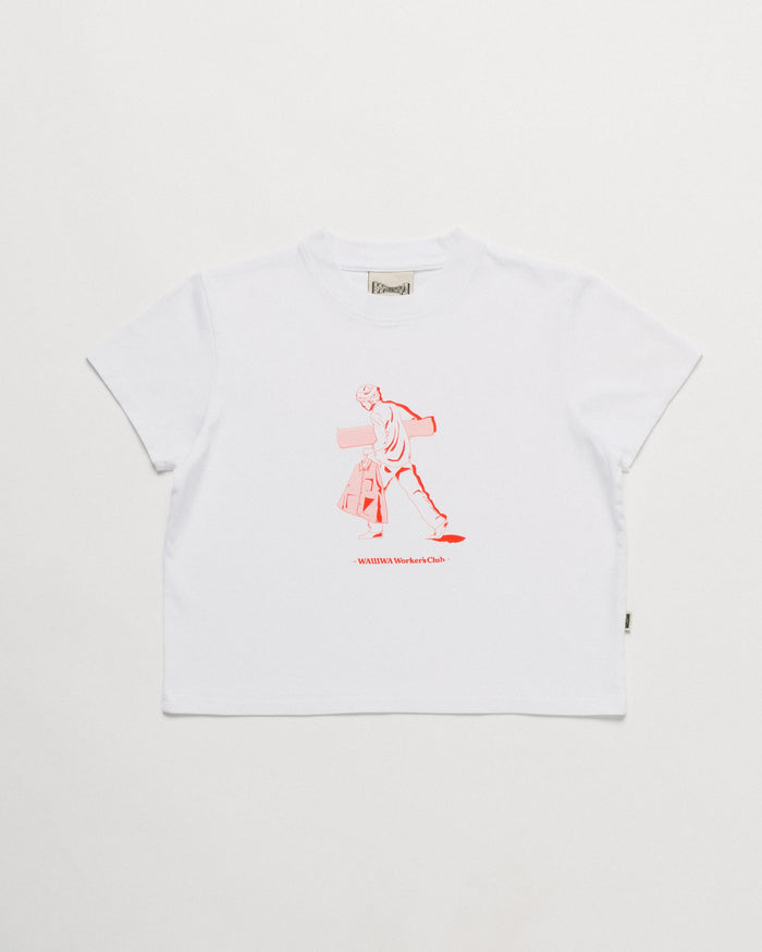 Cropped Workers Stride T-Shirt - White