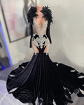 Crystal Beading Velvet Prom Dress - Envious Designs