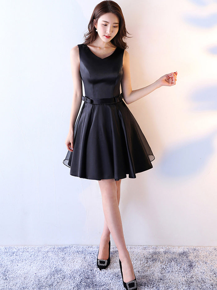 Custom Made A Line Short Black Prom Dresses, Short Black Graduation Dresses, Black Homecoming Dresses