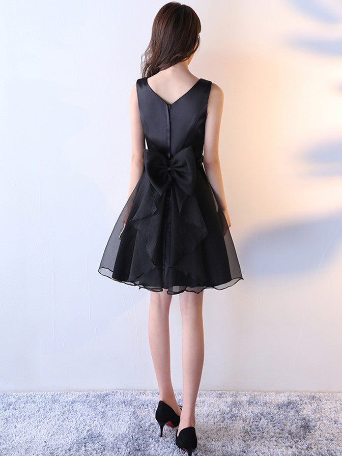 Custom Made A Line Short Black Prom Dresses, Short Black Graduation Dresses, Black Homecoming Dresses