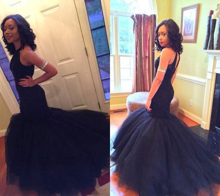 Custom Made Dark Navy Blue Mermaid Prom Dresses, Navy Blue Formal Dresses