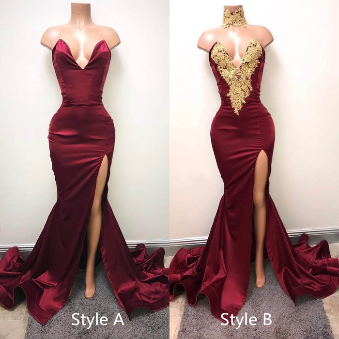 Custom Made Mermaid Maroon Prom Dresses, Mermaid Formal Dresses, Burgundy Graduation Dresses