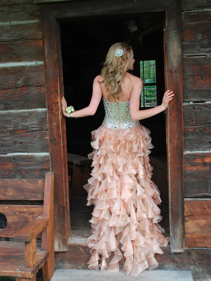 Custom Made Pink High Low Prom Dresses, Evening Dresses, Party Dresses, Formal Dresses