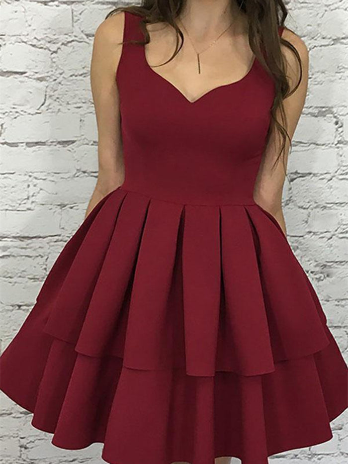 Custom Made Sweetheart Neck Short Burgundy Prom Dress, Short Burgundy Formal Dress, Graduation Dress, Homecoming Dress