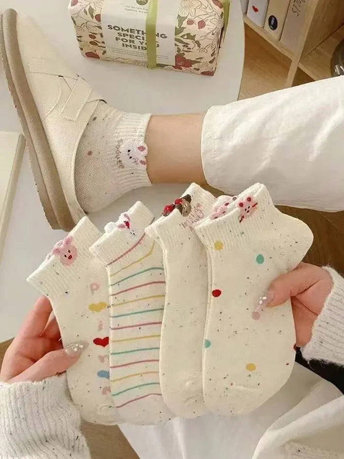 Cute Patterned Ankle Socks Set â€“ Soft Cotton Everyday Socks for Women | Delicado