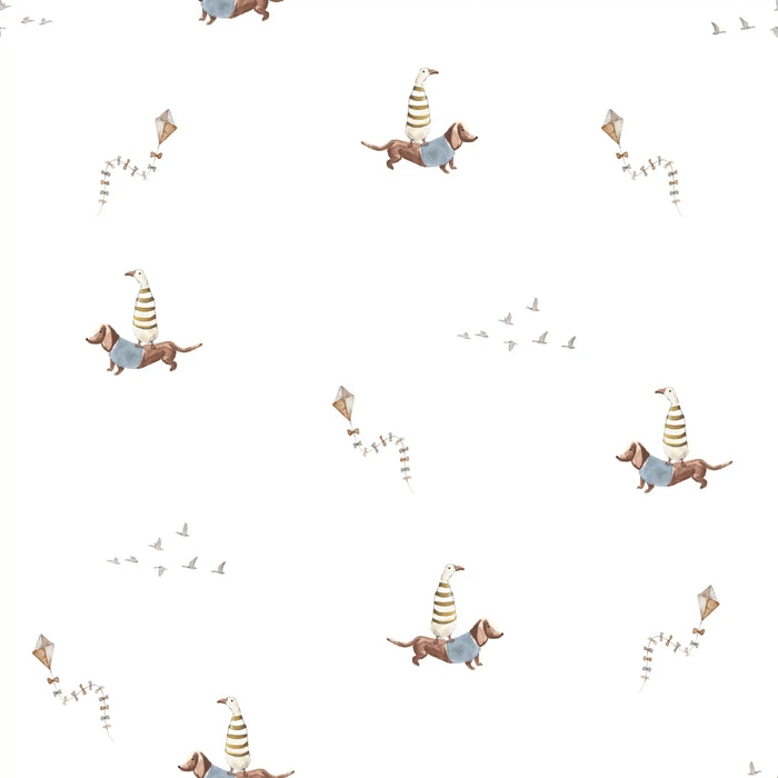 Dachshund Ducks Blue - Family Fabrics B.V.