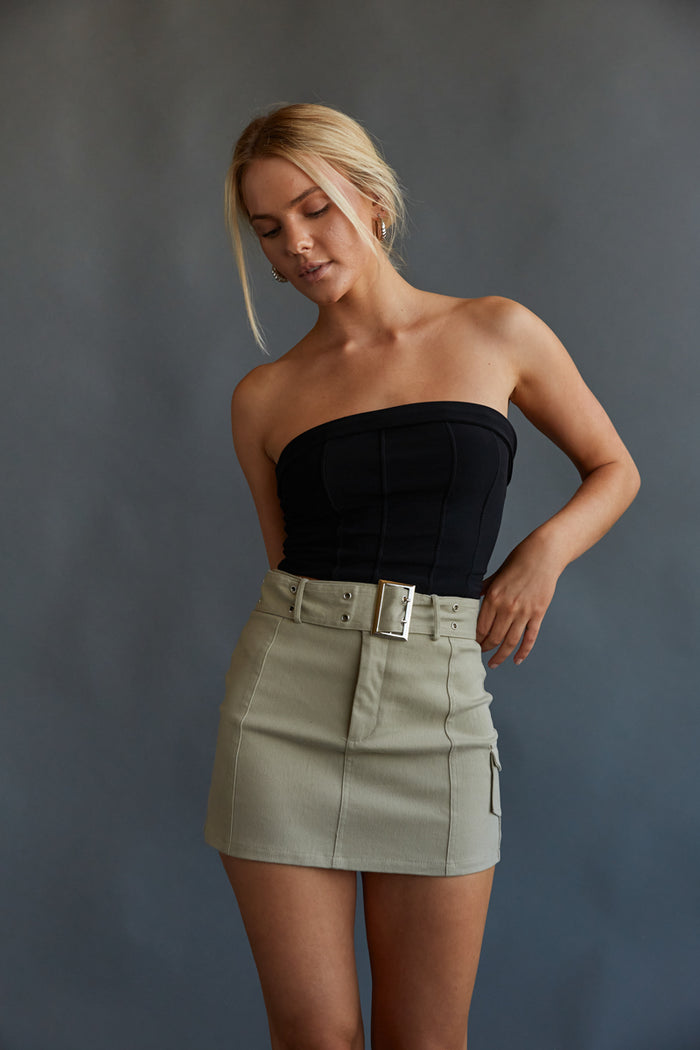 olive utility mini skirt - green cargo style mini skirt