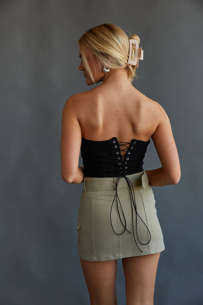 olive green cargo mini skirt - trendy utility skirt