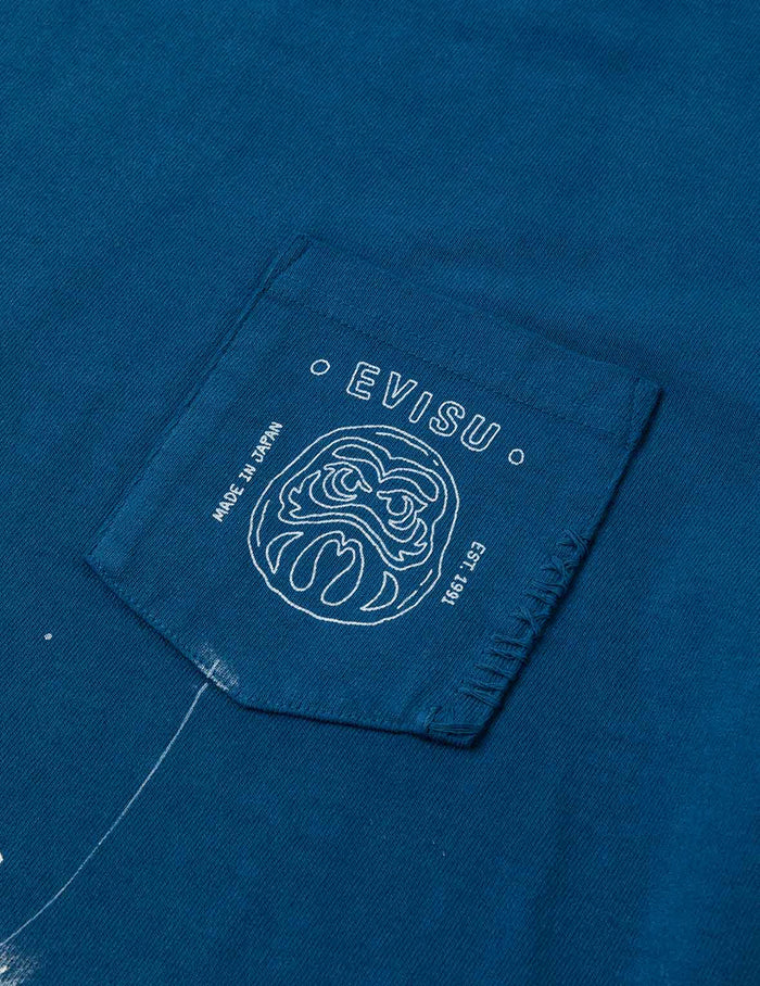Daruma and Logo Embroidery Regular Fit Dip dyeing T-shirt
