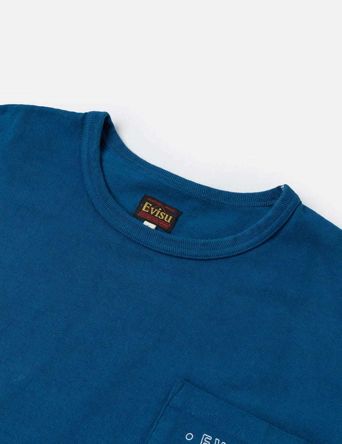 Daruma and Logo Embroidery Regular Fit Dip dyeing T-shirt